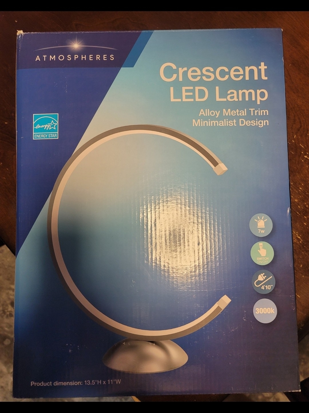 Tzumi Atmosphere 13 inch Silver Crescent LED Lamp